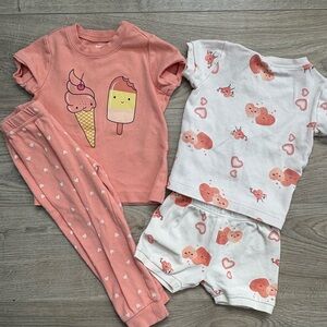 Pekkle 2/3 Toddler Pajama Set Ice Cream Hearts Cotton PJ Bundle Cute